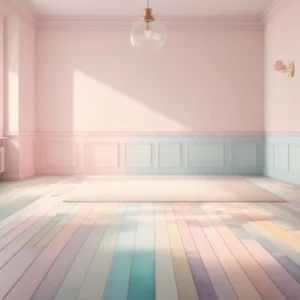 habitación pintada con tonos pastel