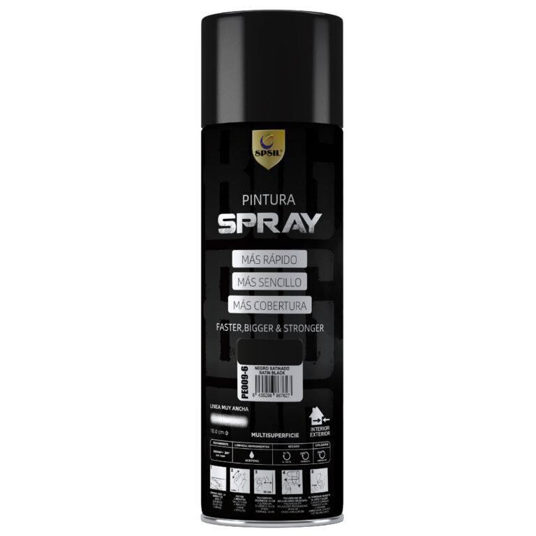 PE009-6 Pintura en Spray de Alta Cobertura Spsil negro satinado