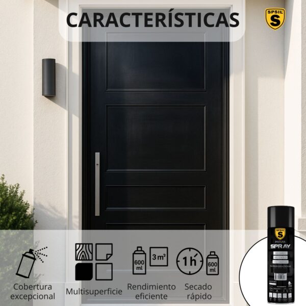 PE009-6 Pintura en Spray de Alta Cobertura Spsil negro satinado