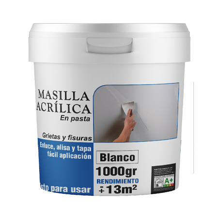 AT013 Masilla acrílica SPSIL 1 kg para enlucir y reparar grietas. Fácil aplicación, secado rápido y acabado perfecto para superficies lisas. Ideal para reparaciones duraderas y efectivas.