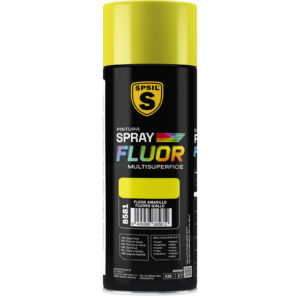 8691_Spray Fluorescente Amarillo Fluor de 400 ml, ideal para proyectos de señalización, decoración y arte. Proporciona un acabado brillante y visible en condiciones de poca luz o en ambientes oscuros.