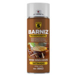 8663_Spray barniz transparente satinado 200 ml, perfecto para proteger y dar un acabado brillante a superficies pintadas.