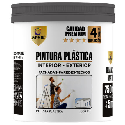 8871-1 -- AT006 X Pintura plástica premium SPSIL 1 kg para interior y exterior, máxima durabilidad y cobertura en paredes y techos. Ideal para todas las superficies.