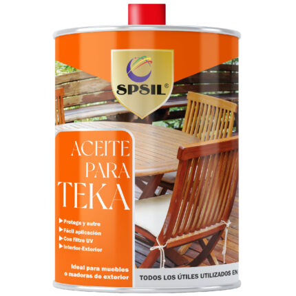 8951 Aceite para Teka SPSIL, ideal para proteger y nutrir muebles de madera, realzando su belleza y garantizando su durabilidad.