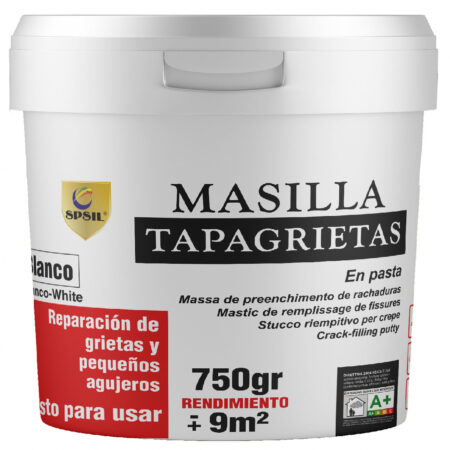 AT003-2 Masilla tapagrietas SPSIL 750 gr, reparación rápida y duradera de grietas y agujeros en paredes y superficies. Ideal para un acabado liso y profesional.