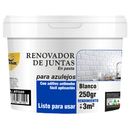 AT020 Masilla renovadora de juntas SPSIL 250 gr para reparar y renovar juntas en superficies. Fácil aplicación, secado rápido y acabado duradero para reparaciones eficaces.