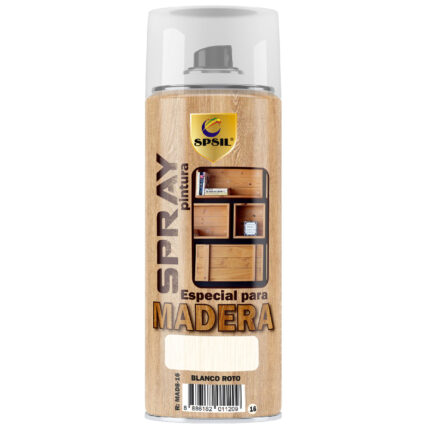 MAD8-16--Mad9-16 Spray especial para madera 200ml y 400 ml en tono blanco roto, perfecto para renovar muebles y superficies de madera con un acabado profesional y duradero. Fácil de aplicar y rápido secado.