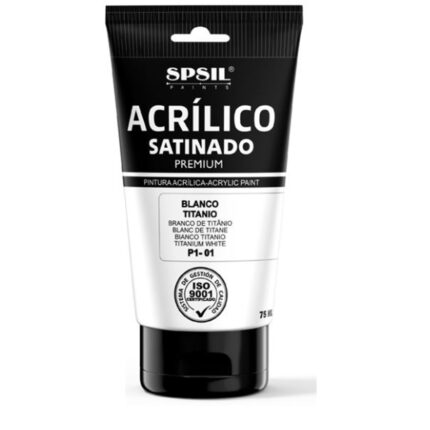 P1-01_Tubo 75 ml Pintura Acrílica Premium Satinado Blanco Titanio – Acabado Suave y Duradero para Creativos